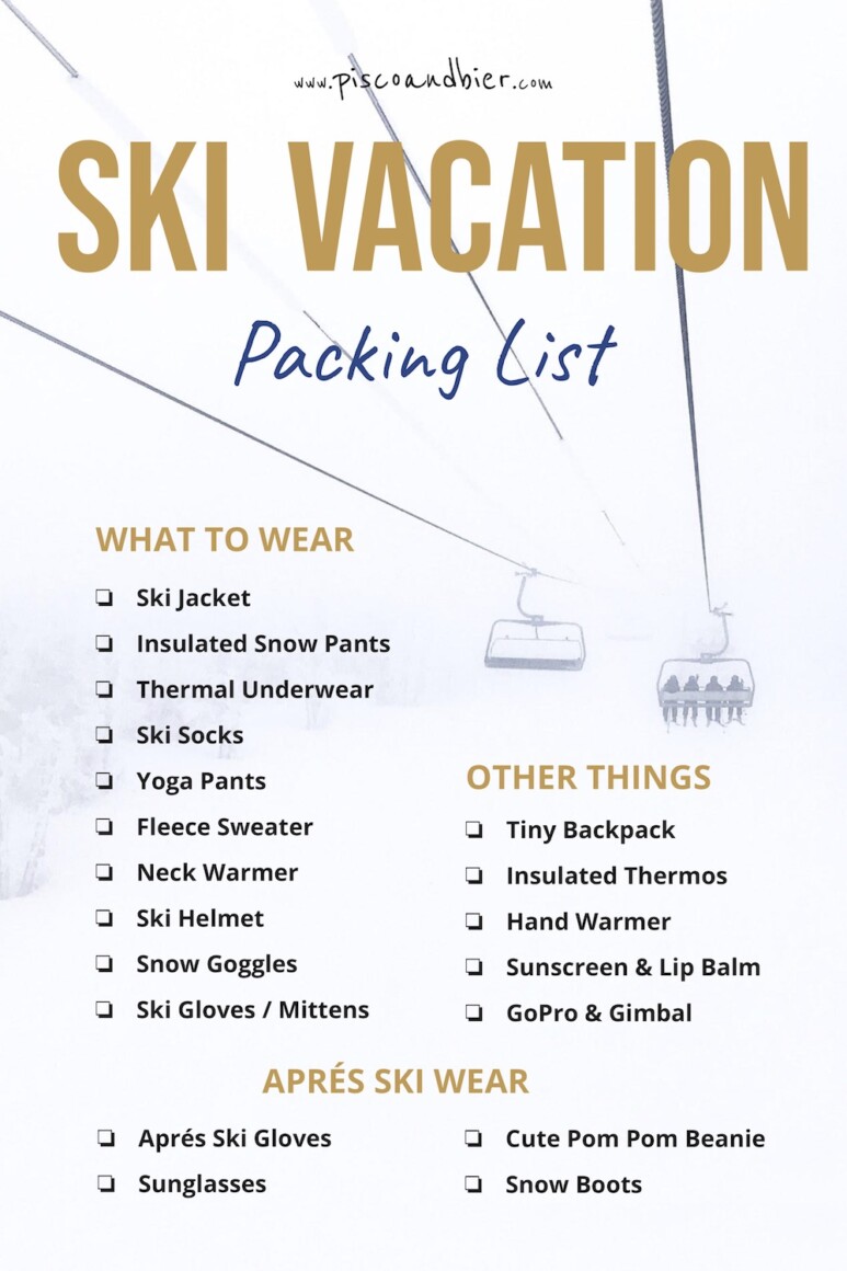 6 day ski trip packing list