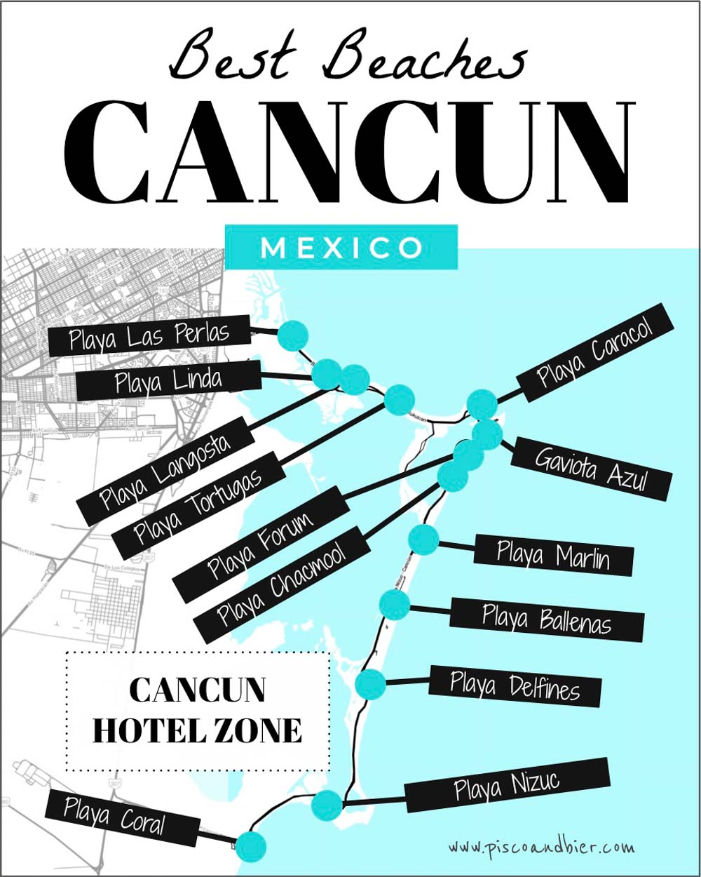 best beaches in cancun map