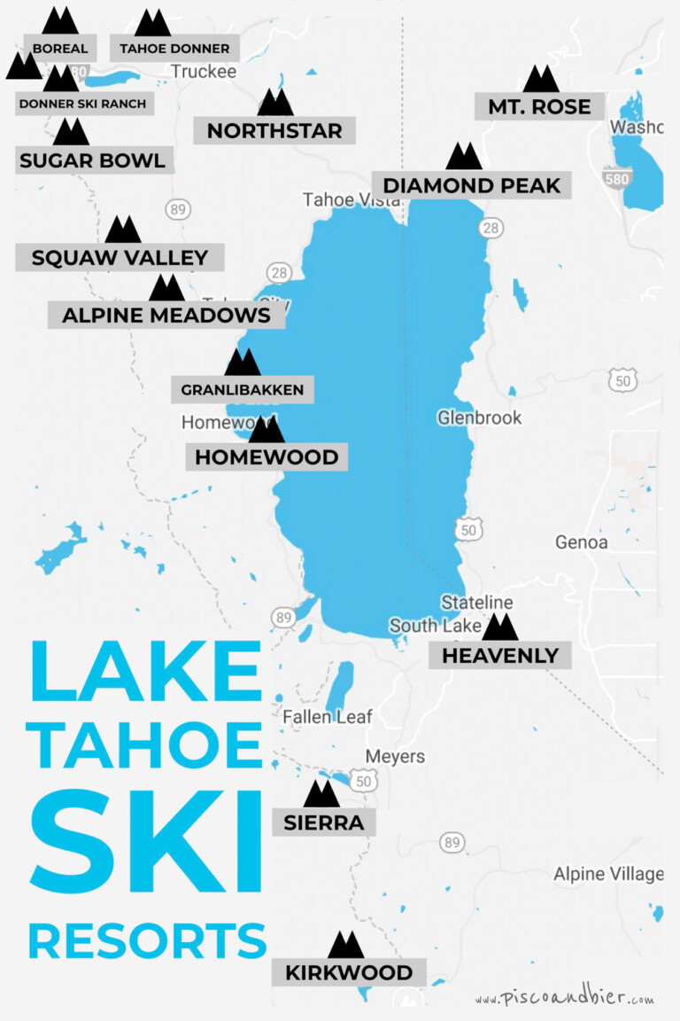 Skiing In Lake Tahoe Overview & Map Of Lake Tahoe Ski Resorts